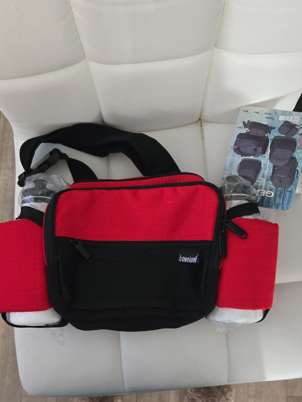 Travelwell Red and Black Fanny Pack with Front Mesh Pocket, New